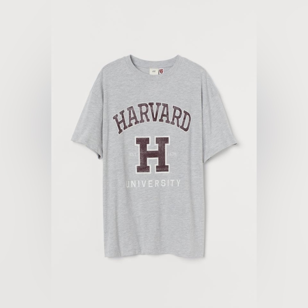 Oversized Harvard Printed T-shirt - Women’s Size XS